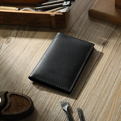 Handmade Black Mens Slim Travel Billfold Wallets Personalized Leather Passport Wallet for Men - iwalletsmen