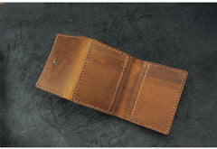 Handmade Leather Mens Trifold Billfold Wallets With License Slot Brown Small Wallet for Men - iwalletsmen