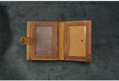 Handmade Leather Mens Trifold Billfold Wallets With License Slot Brown Small Wallet for Men - iwalletsmen