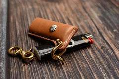 Handmade Coffee Bic j3 j5 j6 Leather Lighter Cases Leather Bic j3 j5 j6 Lighter Holder Leather Bic j3 j5 j6 Lighter Covers For Men - iwalletsmen