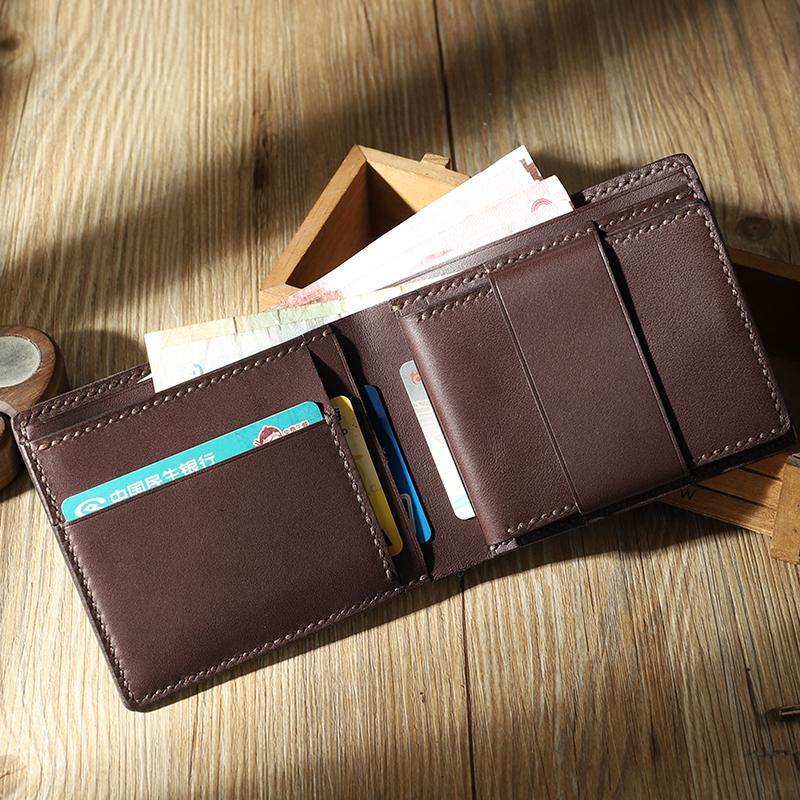 Personalised Mens Bifold Wallet Brown Real Leather Wallet 