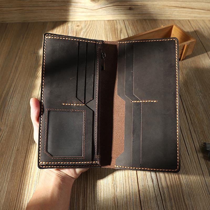 Long Leather Wallets for Men Personalized Leather Wallet Men 