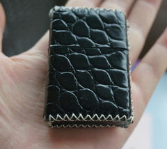 Cool Handmade Black Leather Mens Classic Zippo Lighter Case Standard Zippo Lighter Holder for Men - iwalletsmen