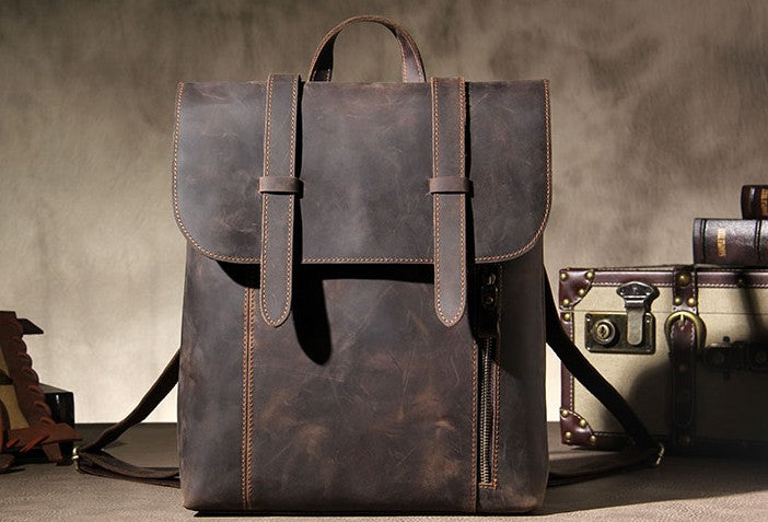 Handmade Genuine Vintage Brown Leather Mens Cool Backpack Shoulder Bag ...
