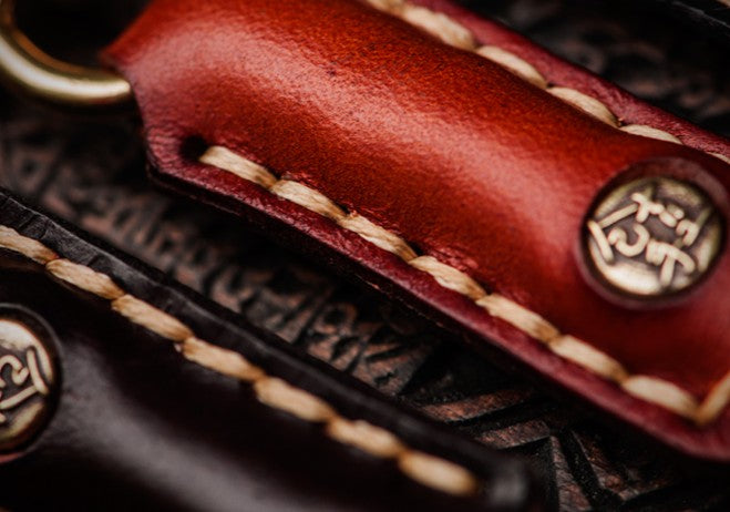 MICO Handicraft Handmade Leather Braided Chain diameter 1CM for Wallet,  Trucker Leather Braided Chain, Badass Rider Style, Gift for Men 