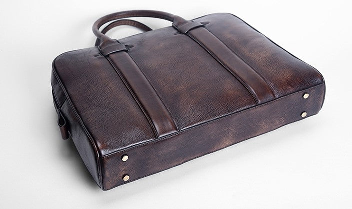 Leather Zip-Top Briefcase - Handmade Leather Briefcase