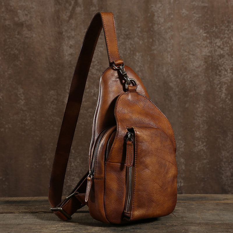 Leather Sling Bag for Men Crossbody Bag Chest Bag for men – iwalletsmen