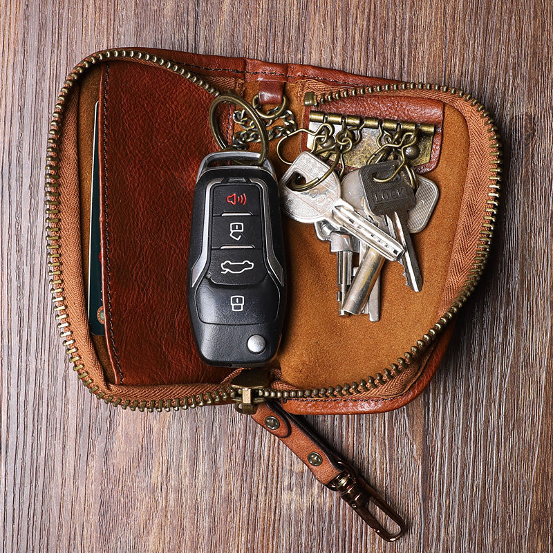 Black Leather Key Pouch, Men's Leather Accessories