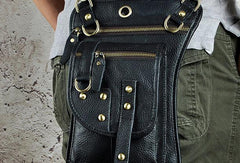 LEATHER MEN FANNY PACK SMALL WAIST BAG HIP PACK BELT BAG BUMBAG FOR MEN - iwalletsmen