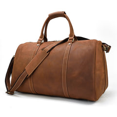 Vintage Brown Leather Men's Overnight Bag Weekender Bag Brown Travel Bag Handbag For Men - iwalletsmen