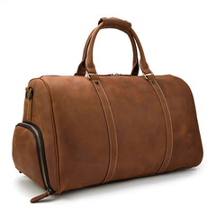 Vintage Brown Leather Men's Overnight Bag Weekender Bag Brown Travel Bag Handbag For Men - iwalletsmen