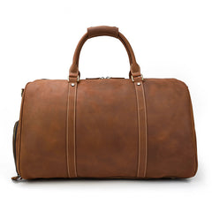 Vintage Brown Leather Men's Overnight Bag Weekender Bag Brown Travel Bag Handbag For Men - iwalletsmen