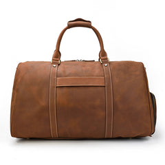 Vintage Brown Leather Men's Overnight Bag Weekender Bag Brown Travel Bag Handbag For Men - iwalletsmen