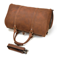 Vintage Brown Leather Men's Overnight Bag Weekender Bag Brown Travel Bag Handbag For Men - iwalletsmen