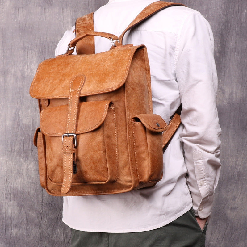Vintage Leather Mens 14inch Laptop Backpack Travel Backpacks School Ba –  iwalletsmen
