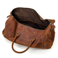 Cool Brown Leather Men's Overnight Bag Travel Bag Luggage Weekender Bag For Men - iwalletsmen