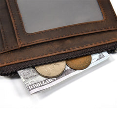 Leather Men's Slim Biker Chain Wallets Front Pocket Wallet with Chain For Men