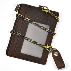 Leather Men's Slim Biker Chain Wallets Front Pocket Wallet with Chain For Men