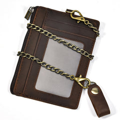 Leather Men's Slim Biker Chain Wallet Front Pocket Wallet with Chain For Men