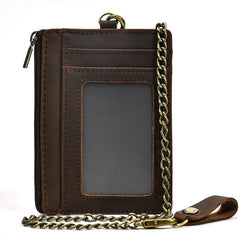 Leather Men's Slim Biker Chain Wallets Front Pocket Wallet with Chain For Men