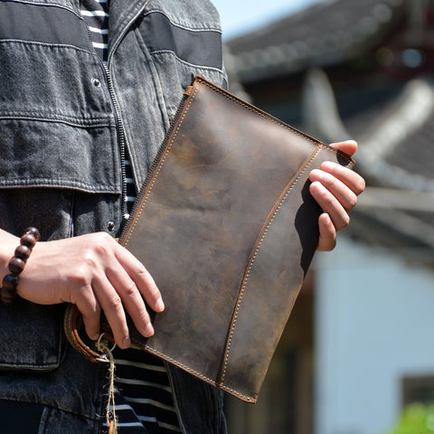 Men's Leather Clutch Bag, Leather Clutch Bag Big, Cowhide Clutch