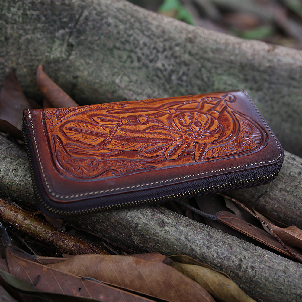Leather Wallets, The Leather Skull Wallet in Red/Blue
