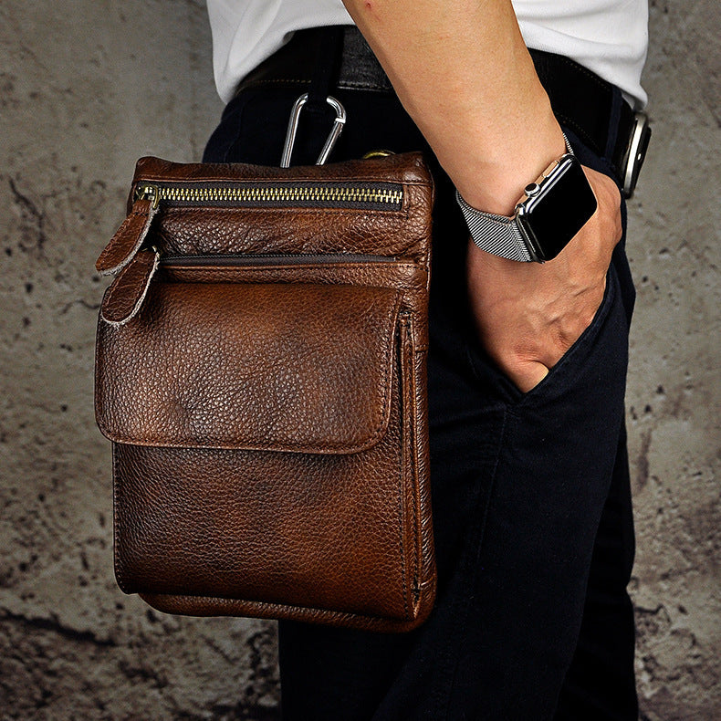 Mens Leather Belt Bag, Leather Multifunction Belt Bag