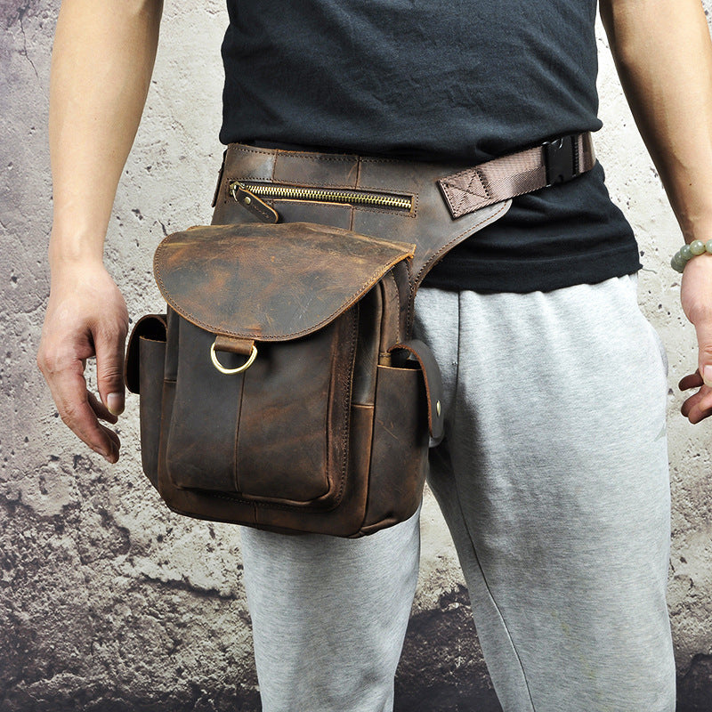 Leather Drop Leg Bag Belt Pouch Mens Waist Bag Shoulder Bag for Men –  iwalletsmen