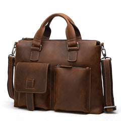 Vintage Leather Mens Briefcase Cool Work Briefcase Business Briefcase Laptop Briefcase For Men - iwalletsmen