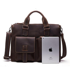 Vintage Leather Mens Briefcase Cool Work Briefcase Business Briefcase Laptop Briefcase For Men - iwalletsmen