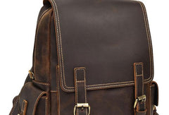 Leather Mens Cool Backpack Large Coffee Travel Bag Hiking Bag For Men - iwalletsmen