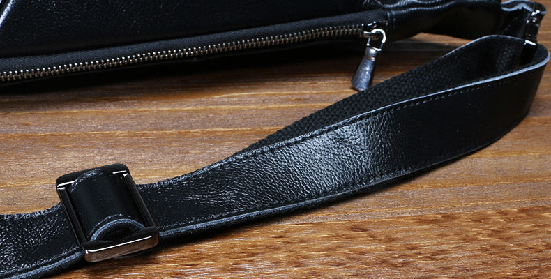 Leather Mens Fanny Pack Mens Waist Bag Black Hip Packs Belt Bag