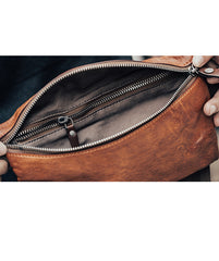 Leather Mens Fanny Pack Waist Bag Hip Pack Belt Bag Bumbag for Men