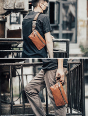 Leather Mens Fanny Pack Waist Bag Hip Pack Belt Bag Bumbag for Men