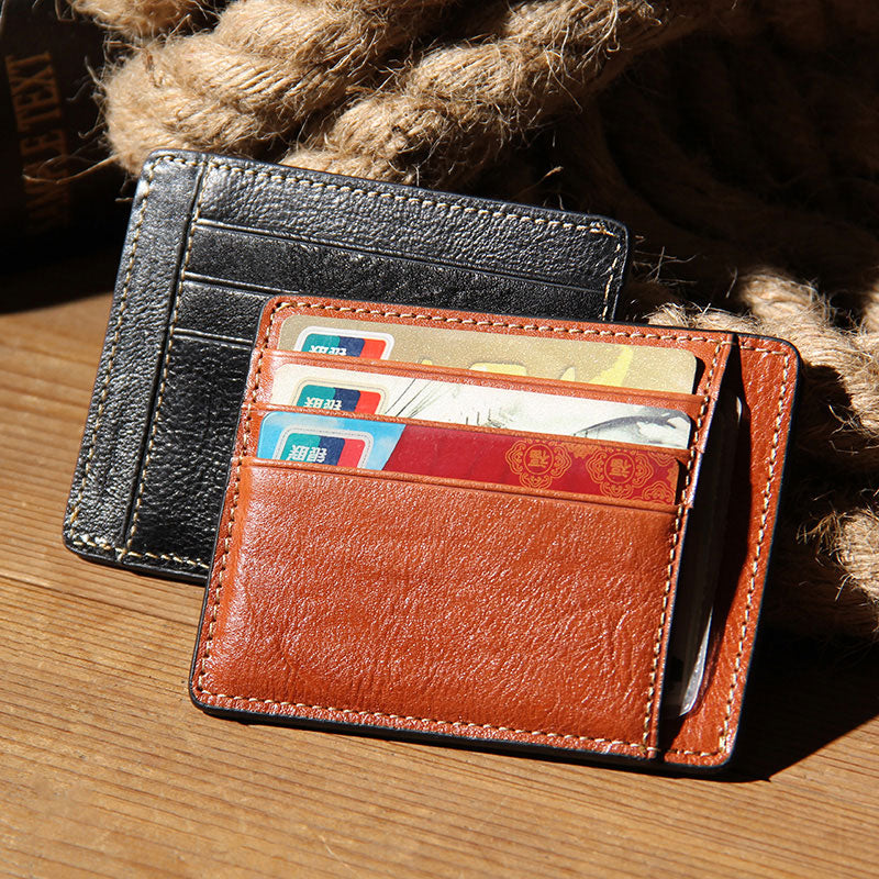 Wallet Slim Leather Credit Card Wallet Dark Brown