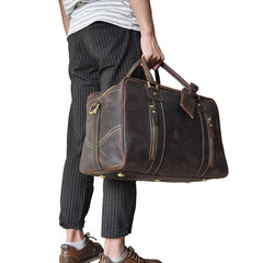 Vintage Leather Mens Weekender Bag Vintage Cool Travel Bag Duffle Bag for Men - iwalletsmen