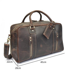 Vintage Leather Mens Weekender Bag Vintage Cool Travel Bag Duffle Bag for Men - iwalletsmen