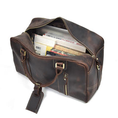 Vintage Leather Mens Weekender Bag Vintage Cool Travel Bag Duffle Bag for Men - iwalletsmen