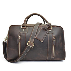 Vintage Leather Mens Weekender Bag Vintage Cool Travel Bag Duffle Bag for Men - iwalletsmen