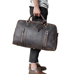 Vintage Leather Mens Weekender Bag Vintage Cool Travel Bag Duffle Bag for Men - iwalletsmen