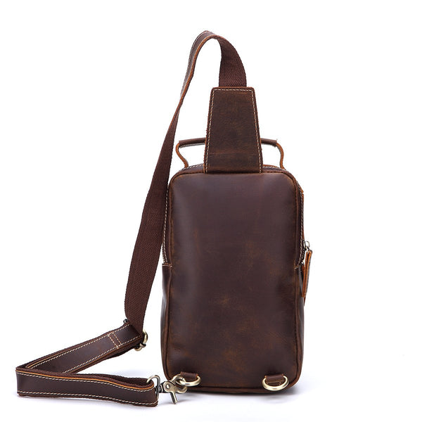 Leather Sling Bag for Men Vintage Chest Crossbody Bag For Men – iwalletsmen
