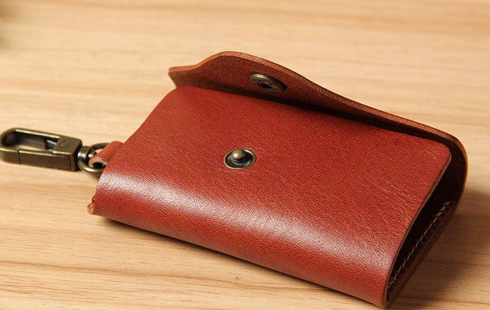 Handmade Leather billfold Biker Wallet Mens Cool Car Key Wallet Pouch