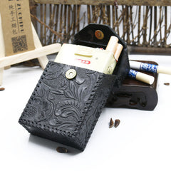 Cool Leather Mens Engraved Floral Handmade Cigarette Holder Case for Men - iwalletsmen