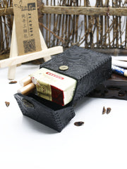 Cool Leather Mens Engraved Floral Handmade Cigarette Holder Case for Men - iwalletsmen