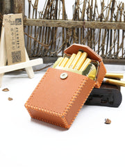 Handmade Brown Leather Cigarette Holder Mens Cool Cigarette Holder Case for Men - iwalletsmen