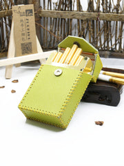 Cute Handmade Leather Womens Green Cigarette Holder Case for Women - iwalletsmen