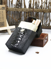 Cool Handmade Leather Mens Black Floral Cigarette Holder Case for Men - iwalletsmen