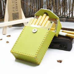 Cute Handmade Leather Womens Green Cigarette Holder Case for Women - iwalletsmen