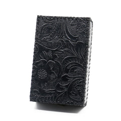 Cool Handmade Leather Mens Engraved Floral Cigarette Holder Case for Men - iwalletsmen