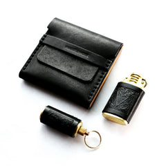 Cool Wooden Leather Mens Cigarette Case Black Custom Cigarette Holder for Men - iwalletsmen